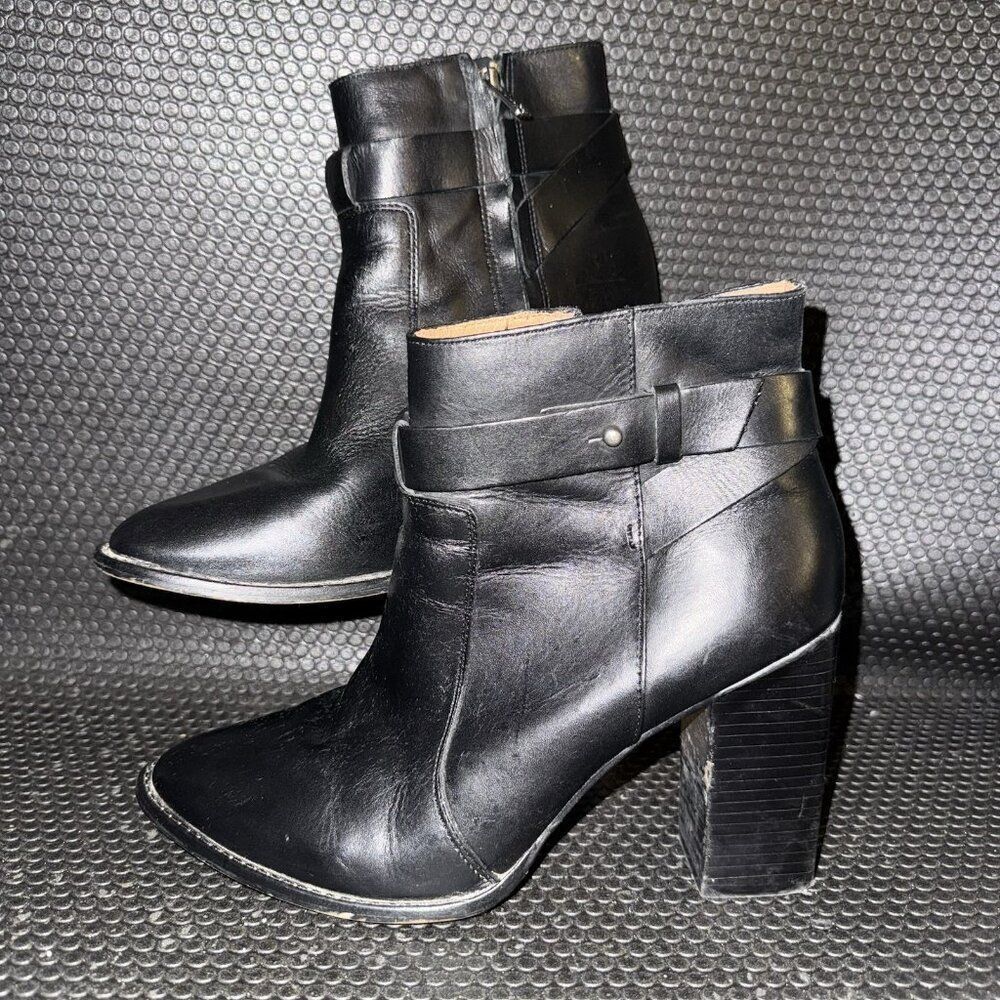 Madewell The Sammie Leather Ankle Boots Black High Heeled Booties Women's Size 9